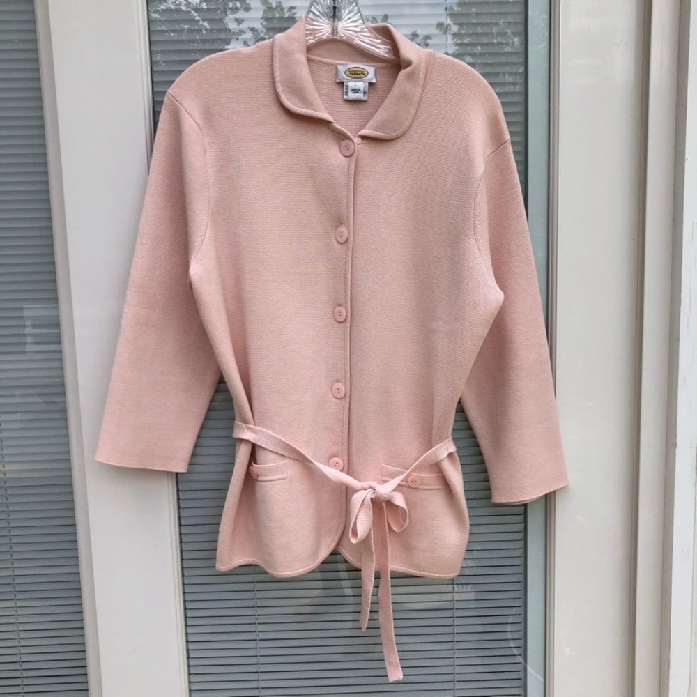 Talbots sweater knit jacket. Pink. Large